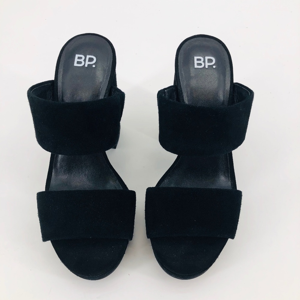 BP. | BLACK SUEDE BLOCK HEEL SANDAL 6M